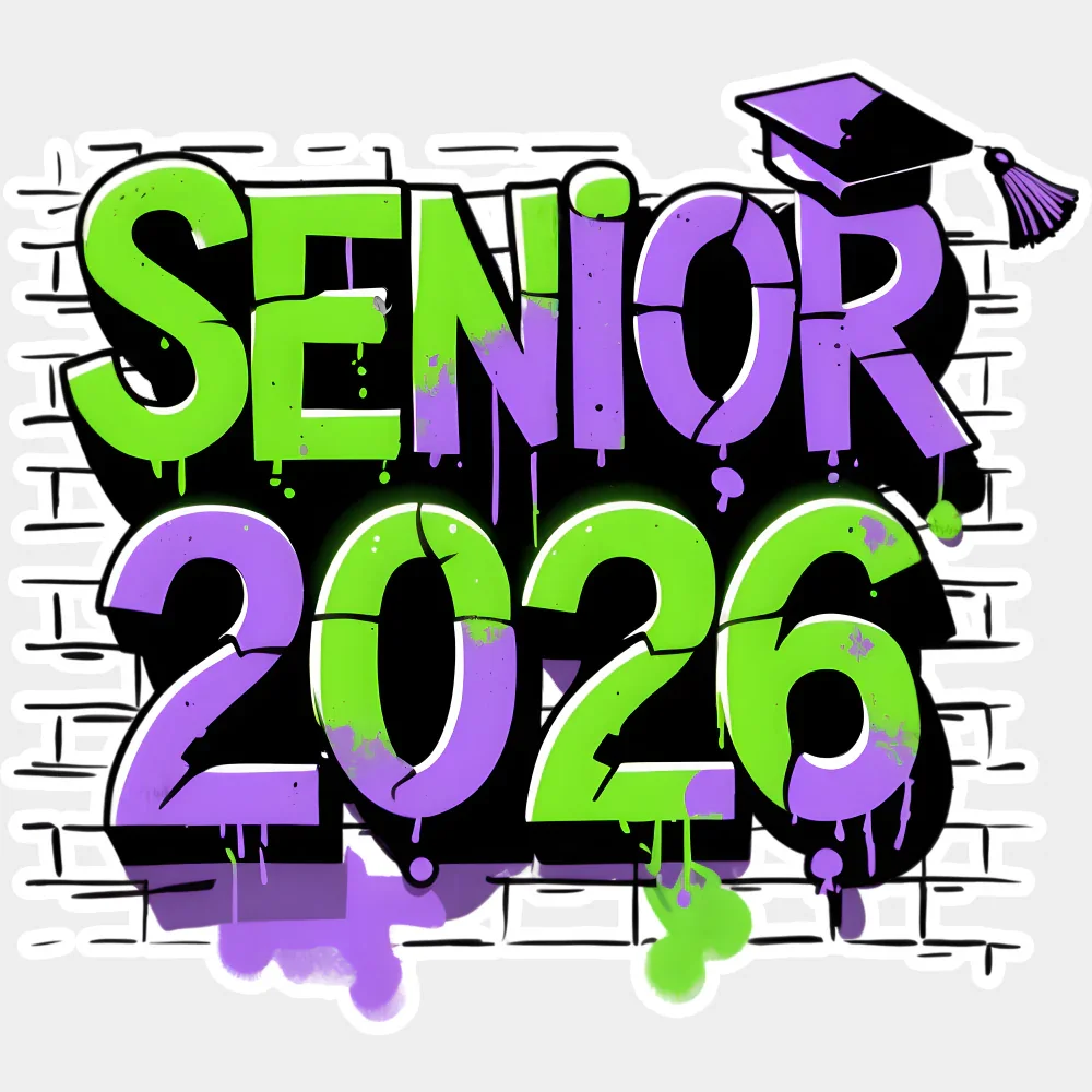 Senior 2026 Green And Purple - Graduation DTF Transfer - Image 2
