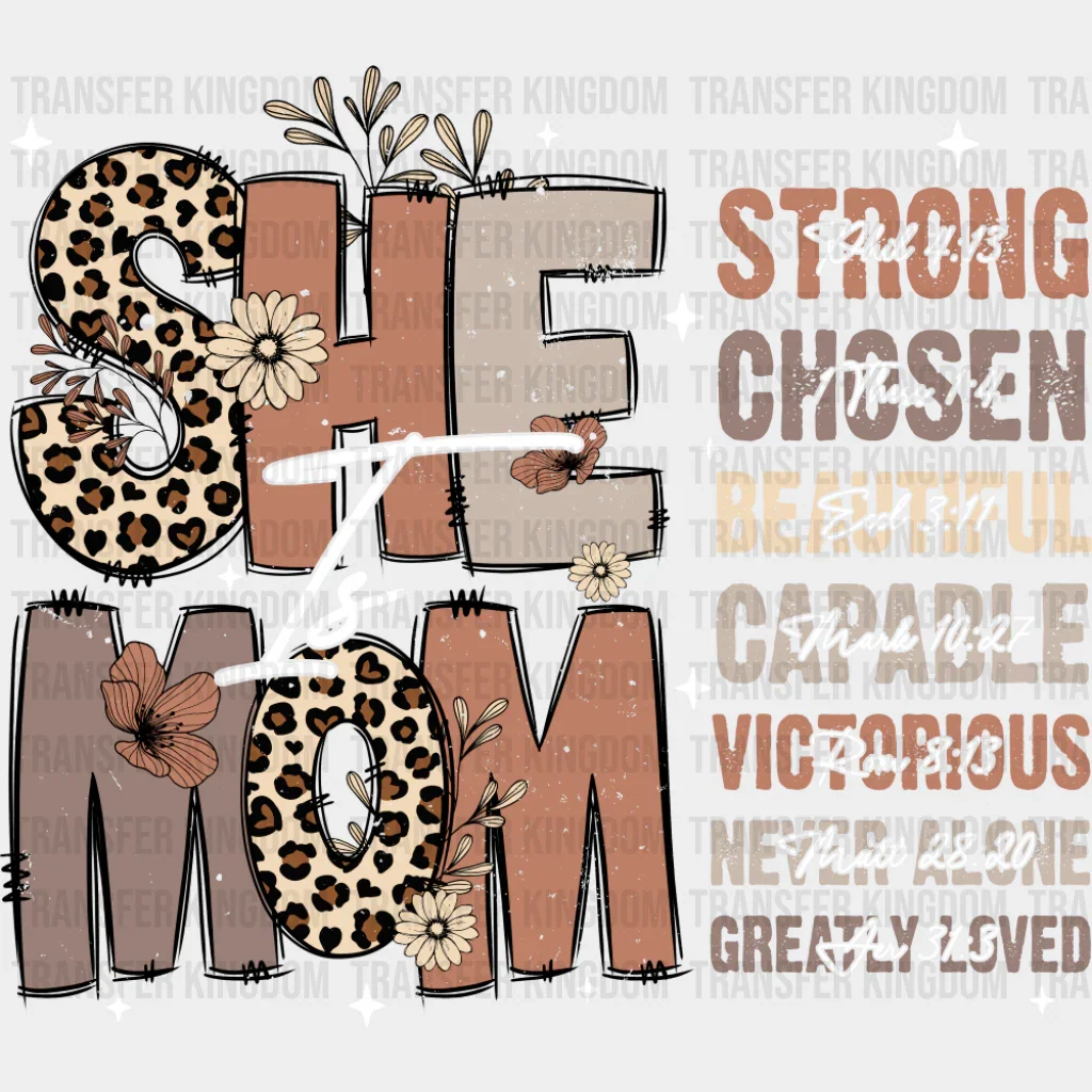 She Is Mom Cheetah Print - Mother's Day DTF Transfer