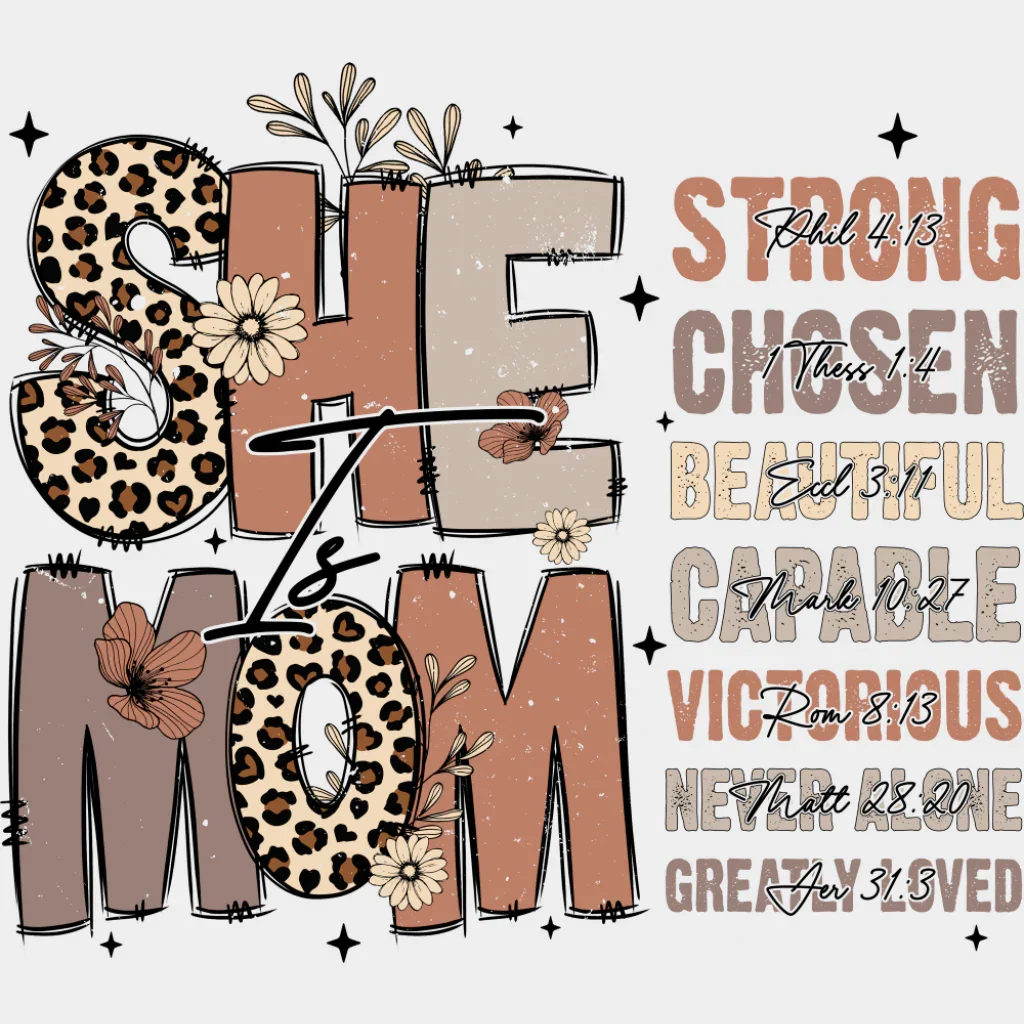 She Is Mom Cheetah Print - Mother's Day DTF Transfer - Image 2