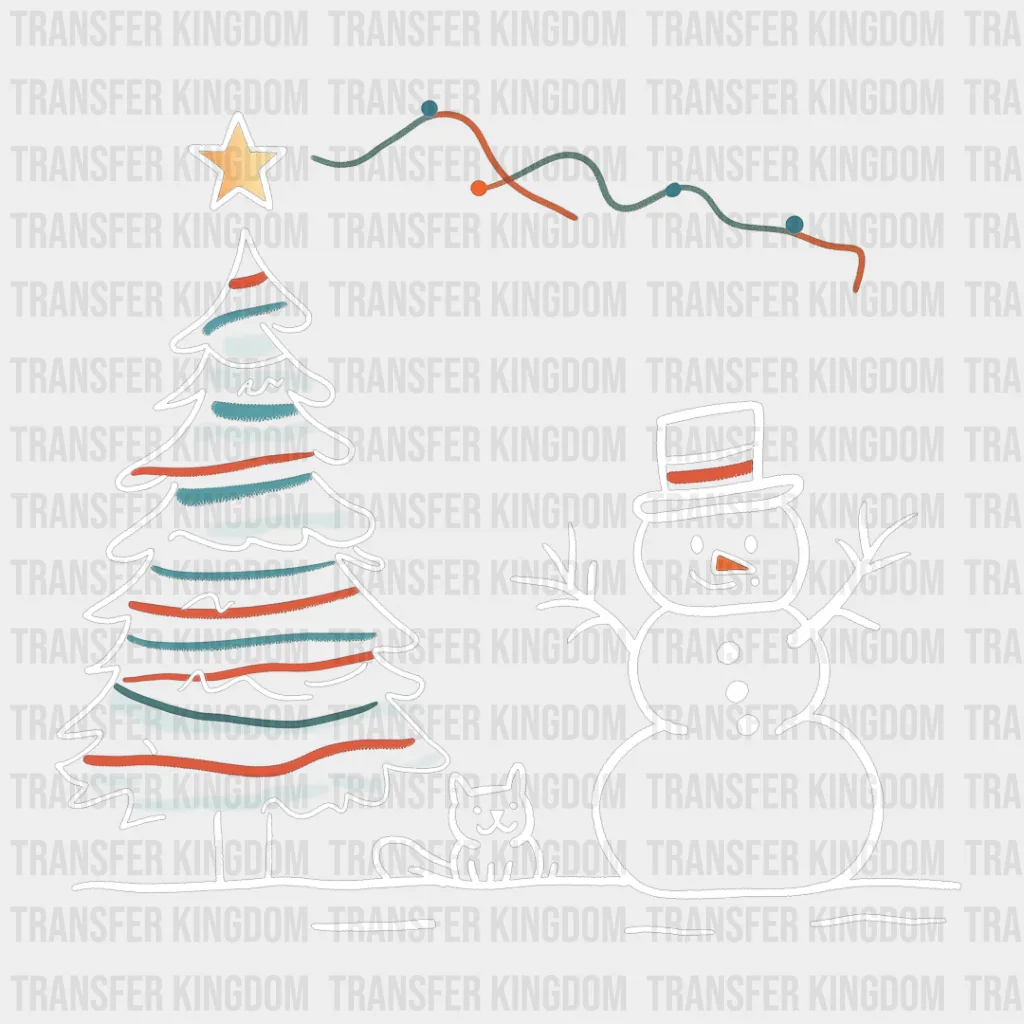 Snowman And Cat - Christmas DTF Transfer - Image 2