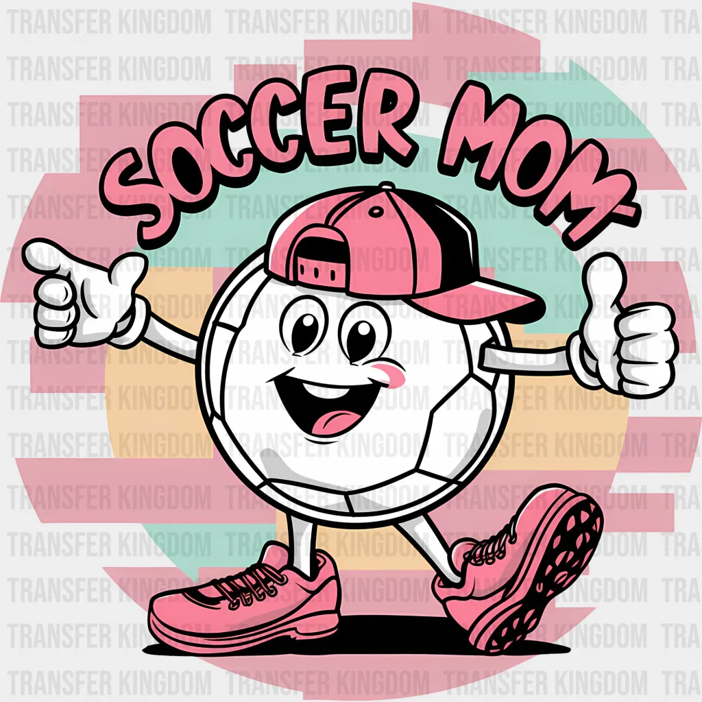 Soccer Mom Smiley Soccer Ball Design - Soccer DTF Heat Transfer