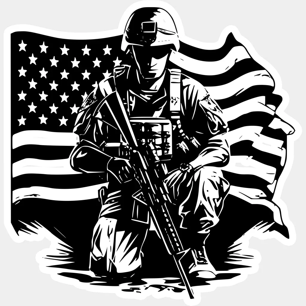 Soldier With Flag Dark Design - Army DTF Transfer - Image 2