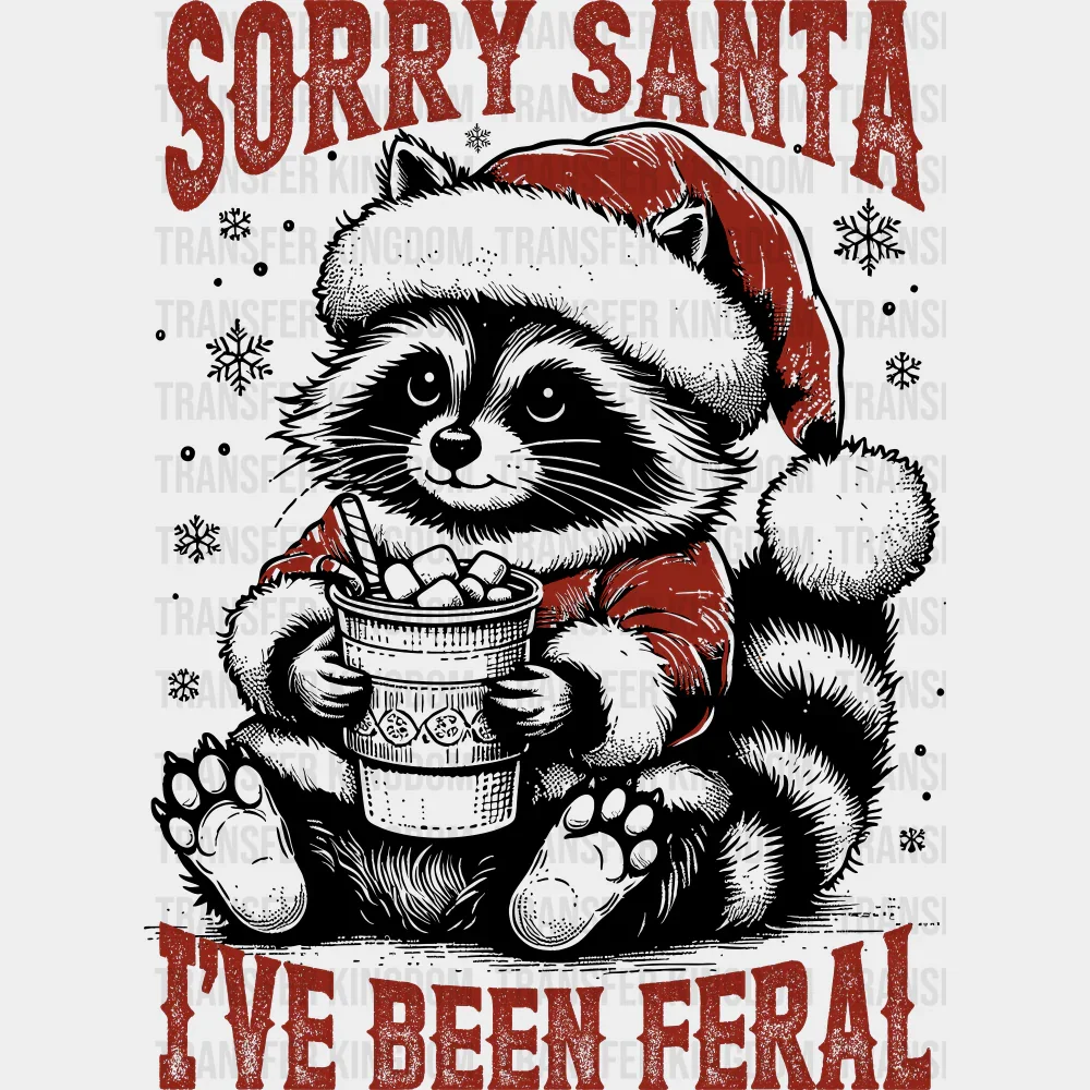 Sorry Santa I've Been Feral Raccoon 3 Colors - Christmas DTF Transfer