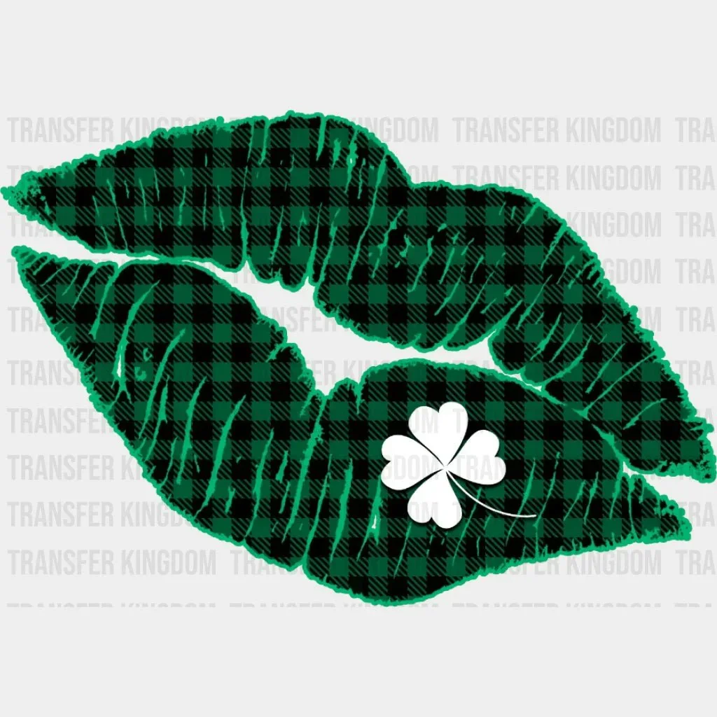 St. Patricks Day Buffalo Plaid Lips Design - DTF heat transfer - Image 2