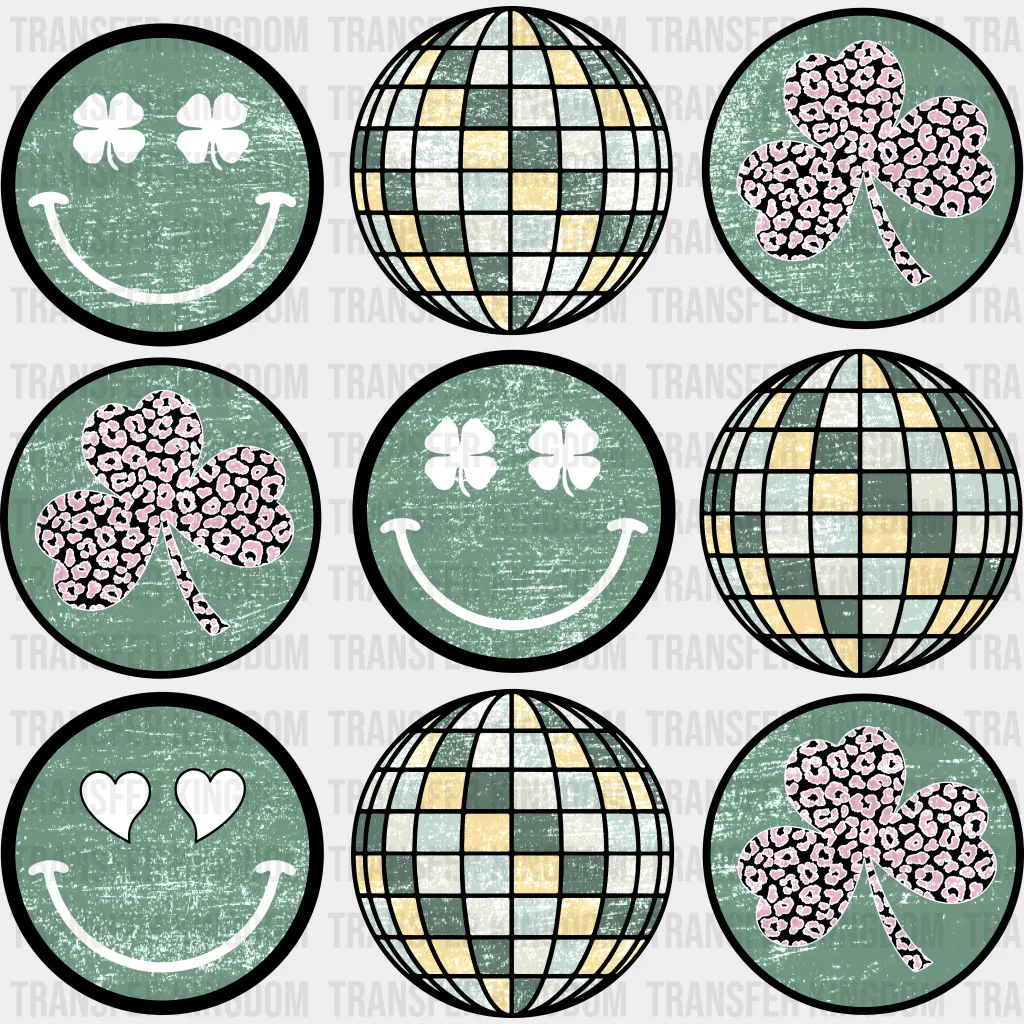 St. Patrick's Day Smiley Disco Design - DTF heat transfer