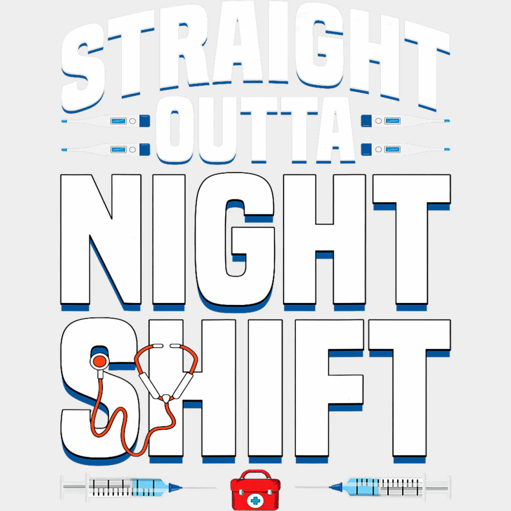 Straight Outta Night Shift - Registered Nurse DTF Transfers - Image 2