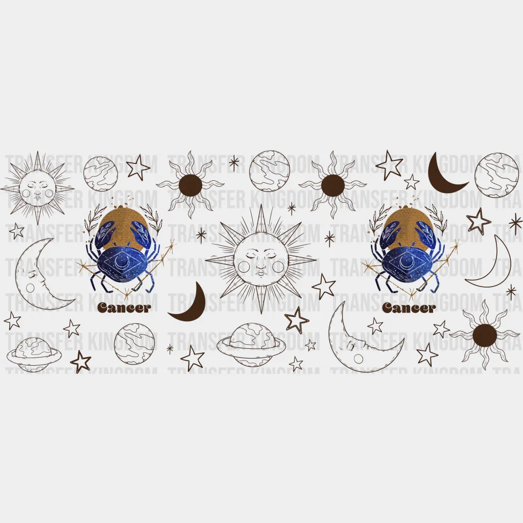 Sun And Moon Cancer Sign - Zodiac Cup Wrap UV Sticker Permanent UV DTF Decal