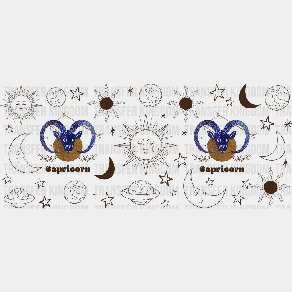 Sun And Moon Capricorn Sign - Zodiac Cup Wrap UV Sticker Permanent UV DTF Decal