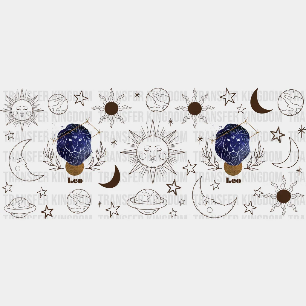 Sun And Moon Leo Sign - Zodiac Cup Wrap UV Sticker Permanent UV DTF Decal