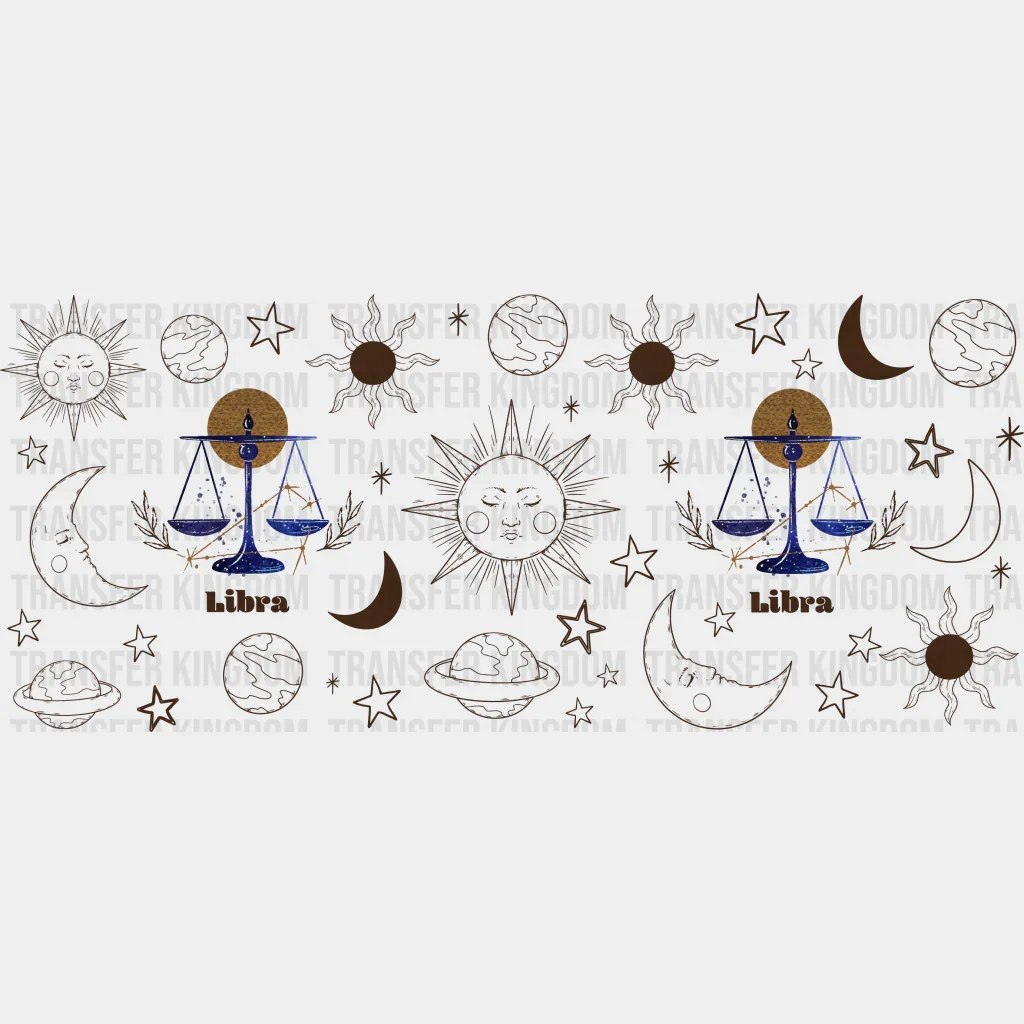 Sun And Moon Libra Sign - Zodiac Cup Wrap UV Sticker Permanent UV DTF Decal