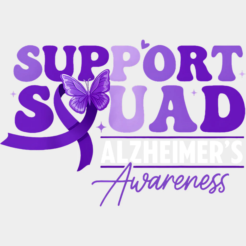 Support Squad Vintage Font - Alzheimer's Awareness DTF Transfer - Image 2