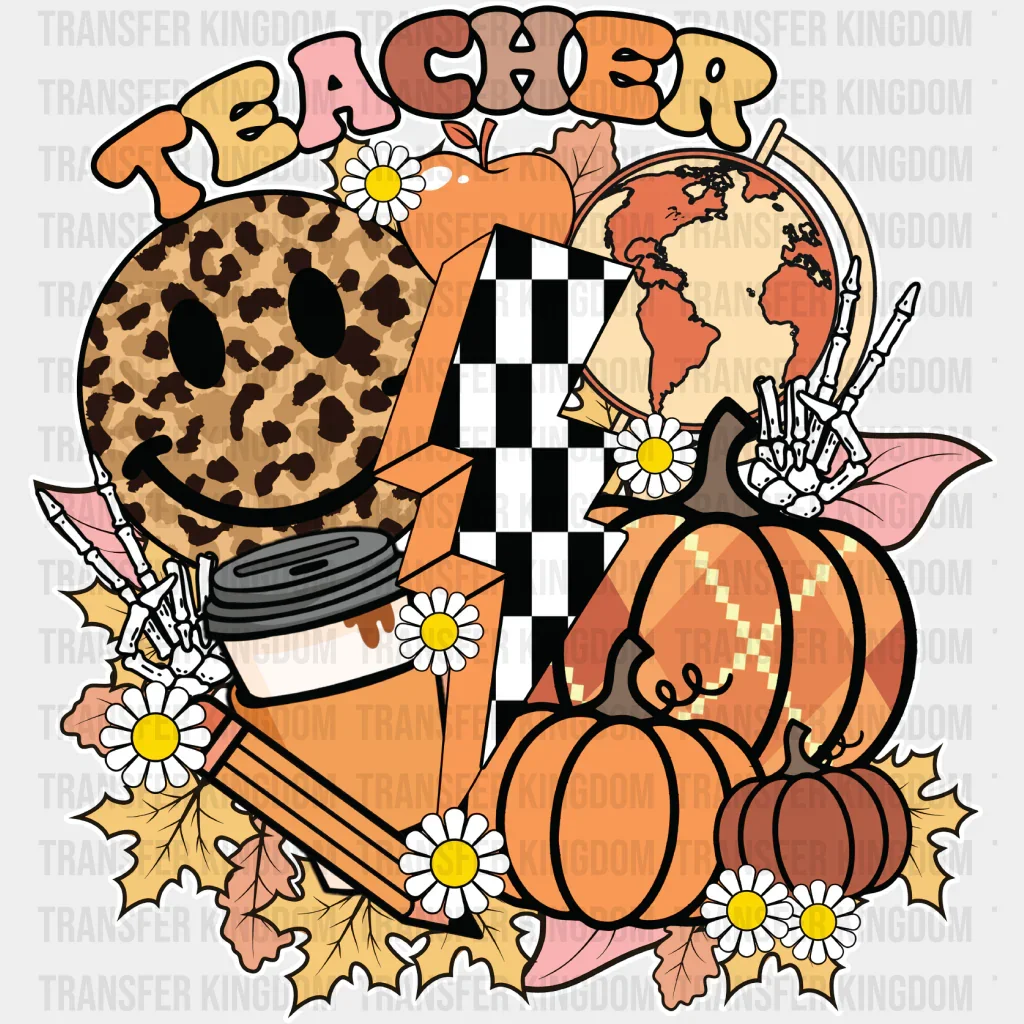 Teacher Flowers Smiley - Fall DTF Transfer - Image 2