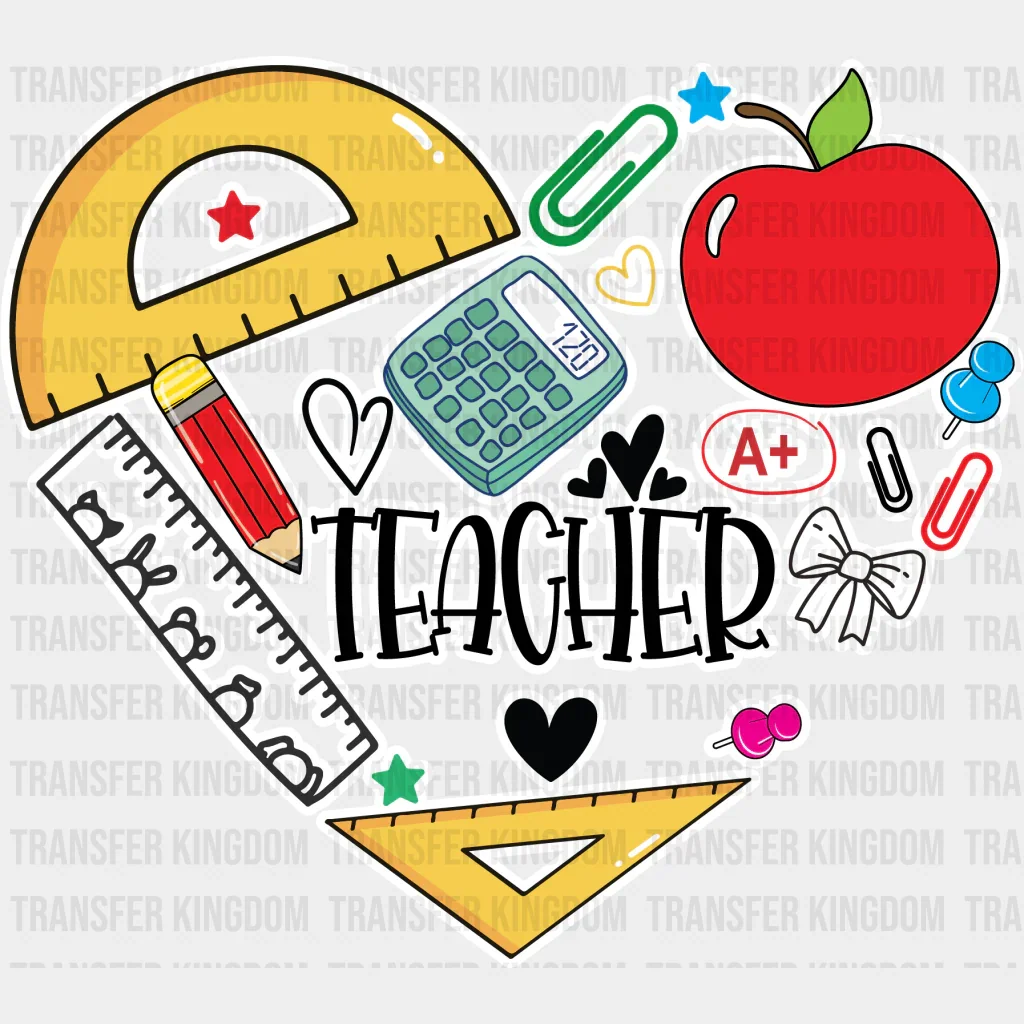 Teacher Heart Design - Teacher DTF heat transfer - Image 2