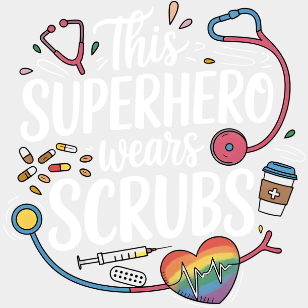 This Superhero Wears Scrubs - Nurse DTF Transfers - Image 2