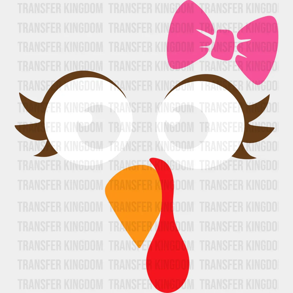 Turkey Pink Ribbon Cute Design - Thanksgiving DTF Transfer - Image 2