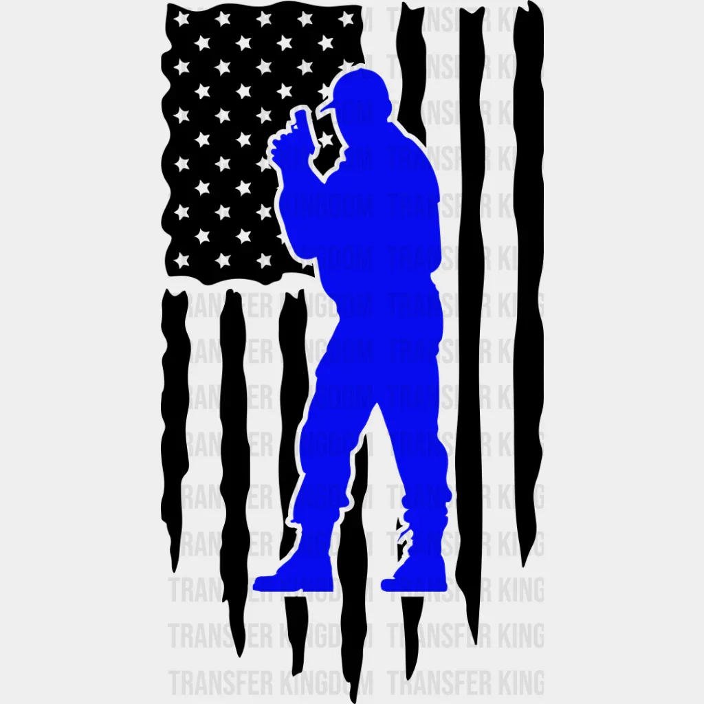 US Flag Police Silhouette - Police DTF Heat Transfer