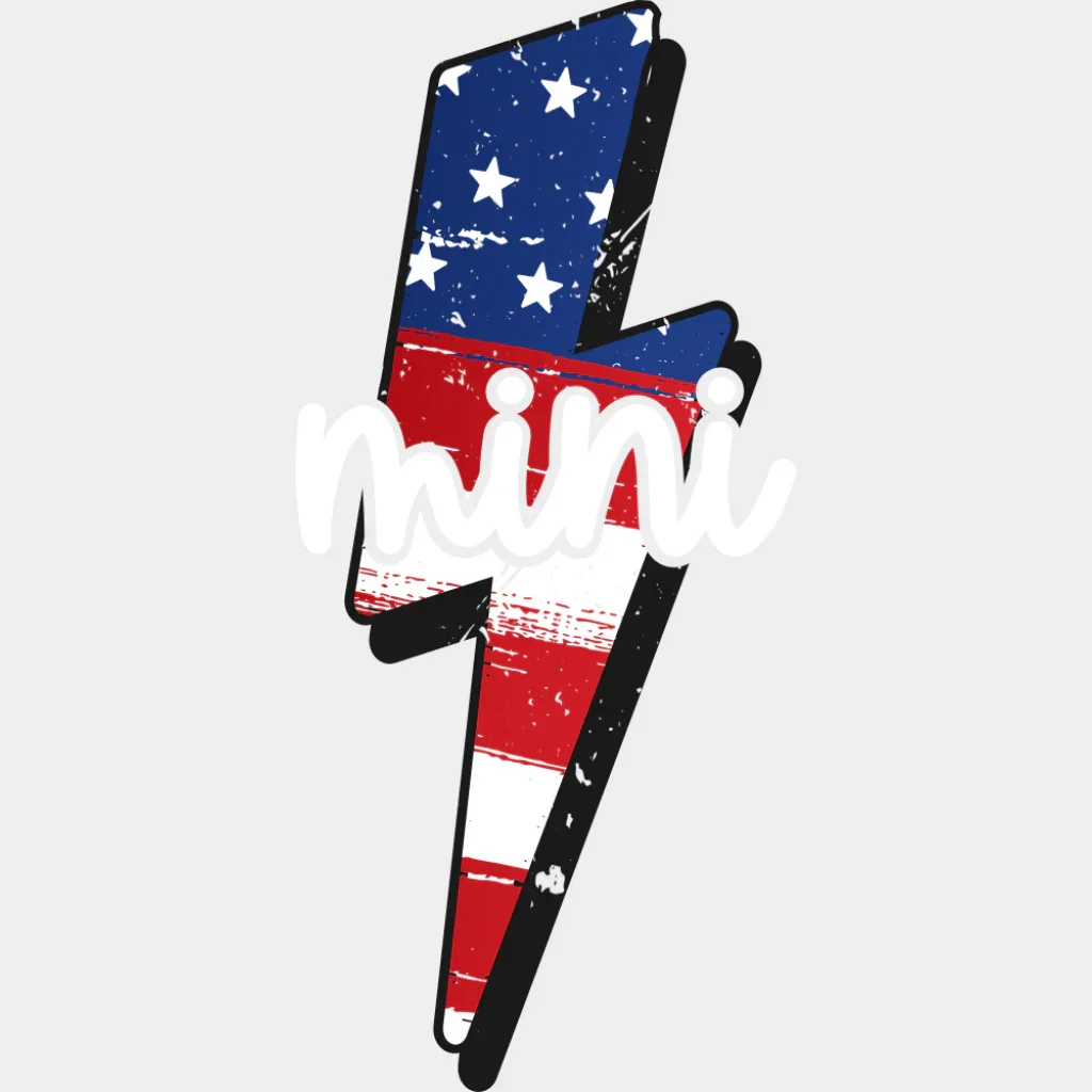 US Lightning Bolt Mini B&W - 4th Of July DTF Transfer - Image 2