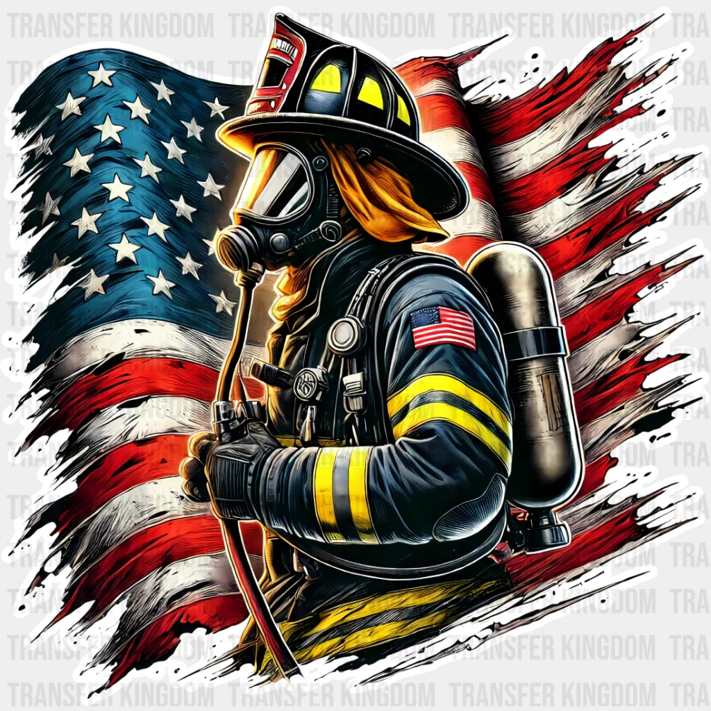 USA Flag Firefighter - Firefighter DTF Transfer - Image 2