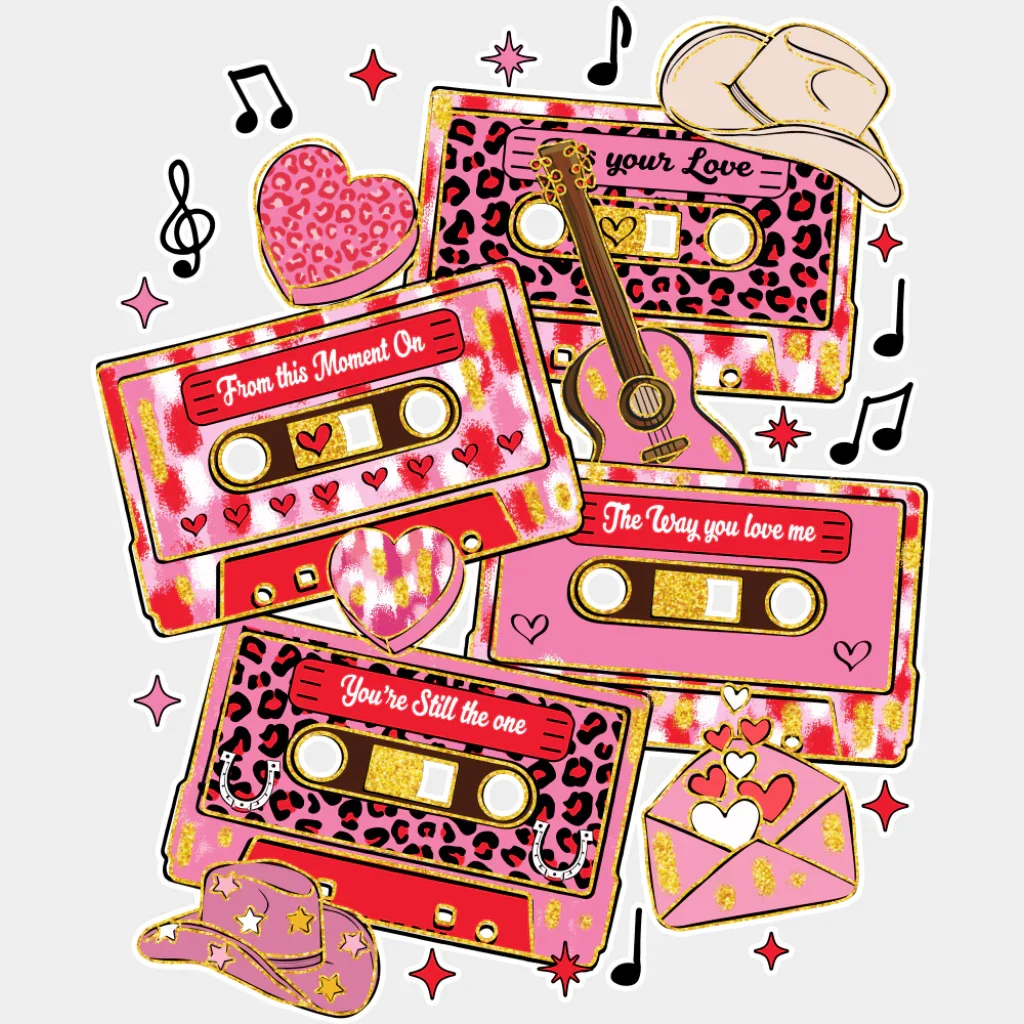 Valentine Music Cassettes - Valentine's Day DTF Transfer - Image 2