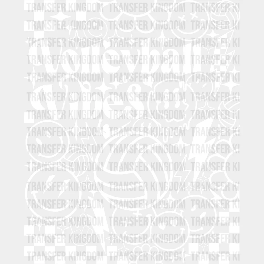 Volleyball Vibes Doodles B&W Design - Volleyball DTF Heat Transfer - Image 2