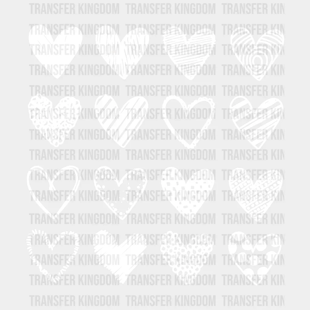 White Hearts Valentine's Day Design - DTF heat transfer