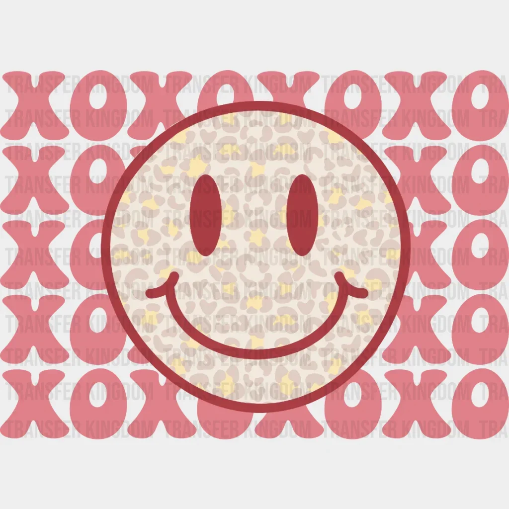 XOXO Leopard Smiley Face Valentines Day Design - DTF heat transfer