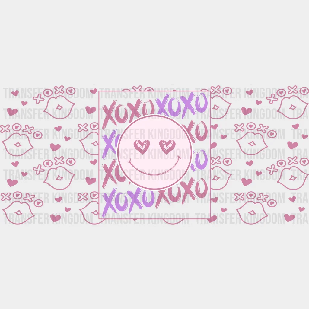 XOXO Smiley Pink - Valentine's Day Cup Wrap UV Sticker Permanent UV DTF Decal